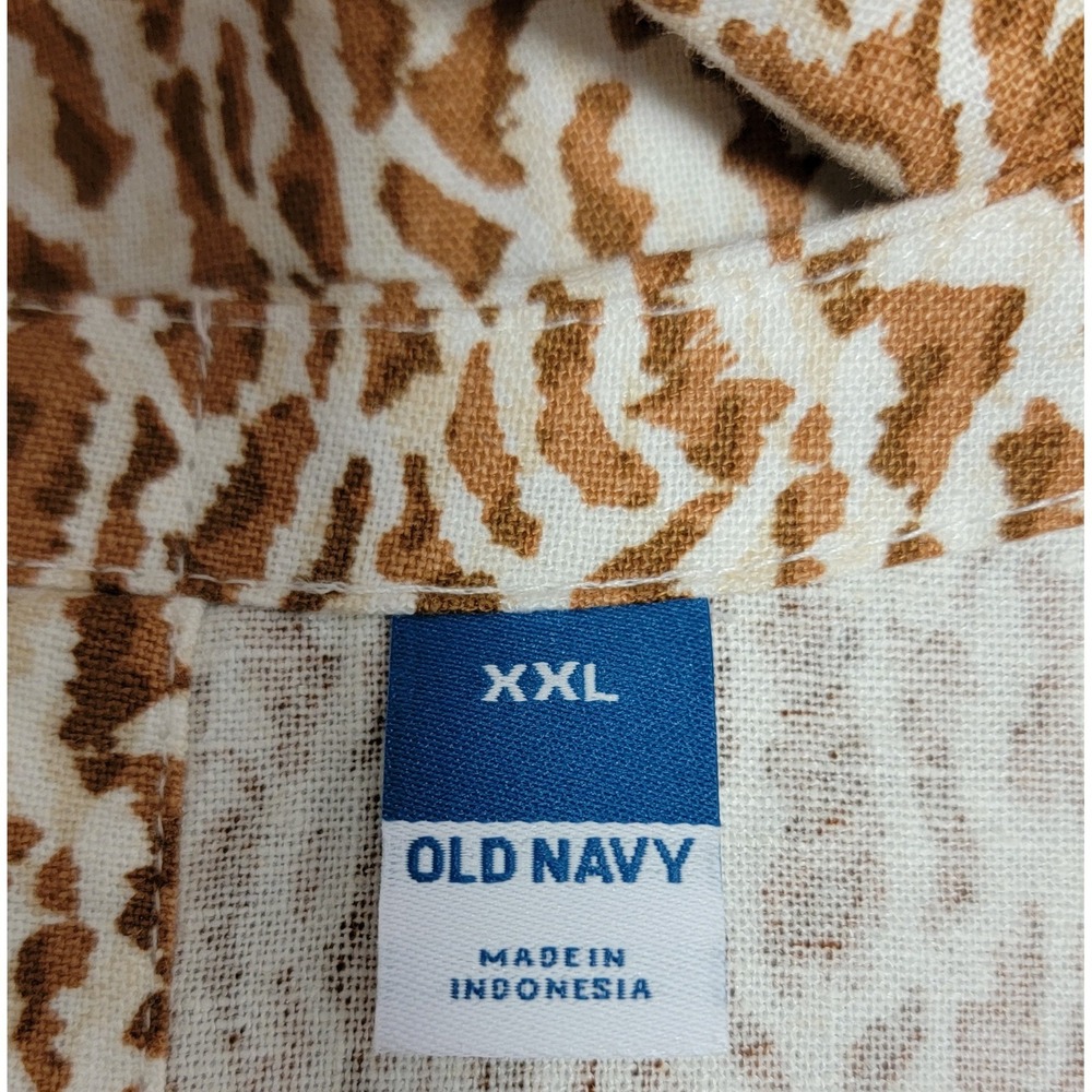 Old Navy Shift Dress Womens XXL Brown Excellent Linen Blend Animal Print Pockets - Picture 6 of 10